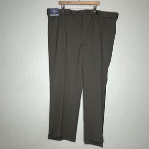 Stafford Travel Walnut Brown Classic Fit pleated Pants